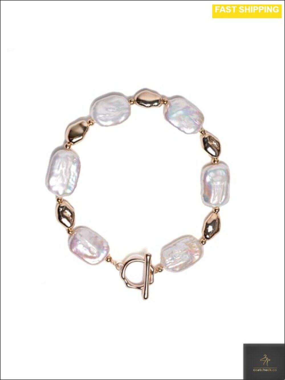 Baroque Pearl Bracelet 18K Gold Plated Buckle Freshwater Pearl Bangle for Women